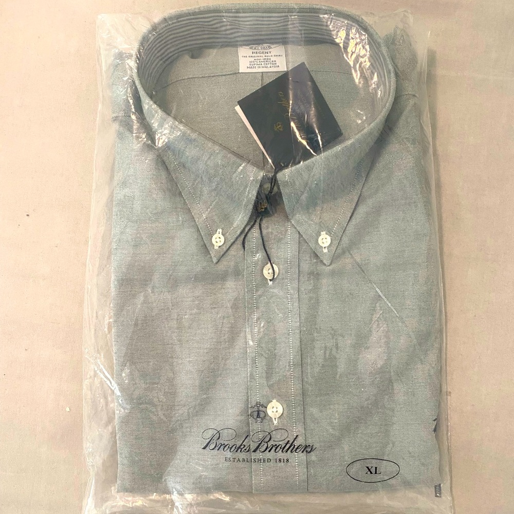 NWT XL Brooks Brothers Grey Textured Button Down